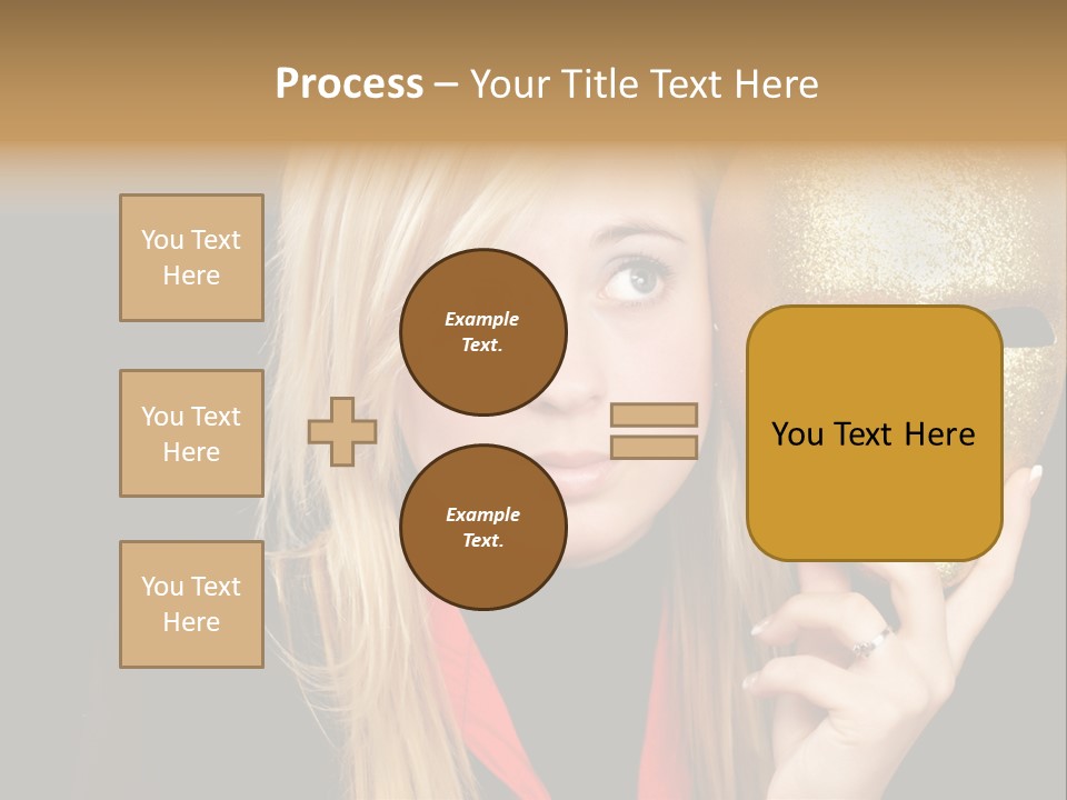 Blond Teen Girl With Gold Mask, Black Background PowerPoint Template