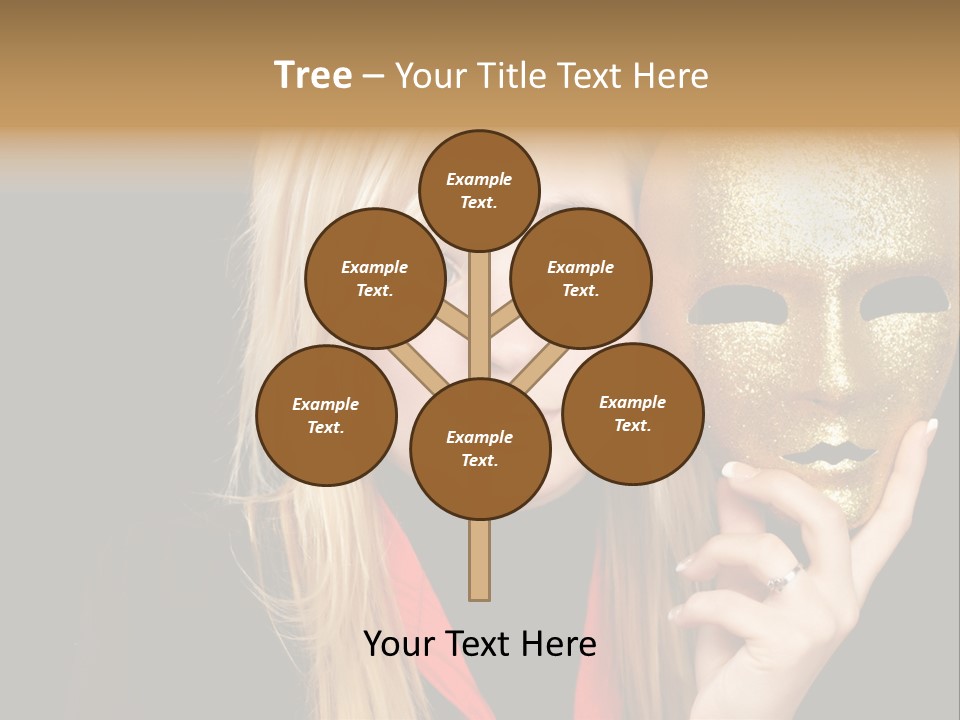 Blond Teen Girl With Gold Mask, Black Background PowerPoint Template