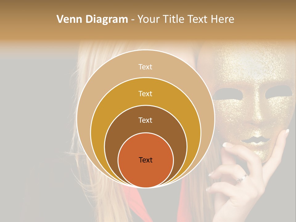 Blond Teen Girl With Gold Mask, Black Background PowerPoint Template