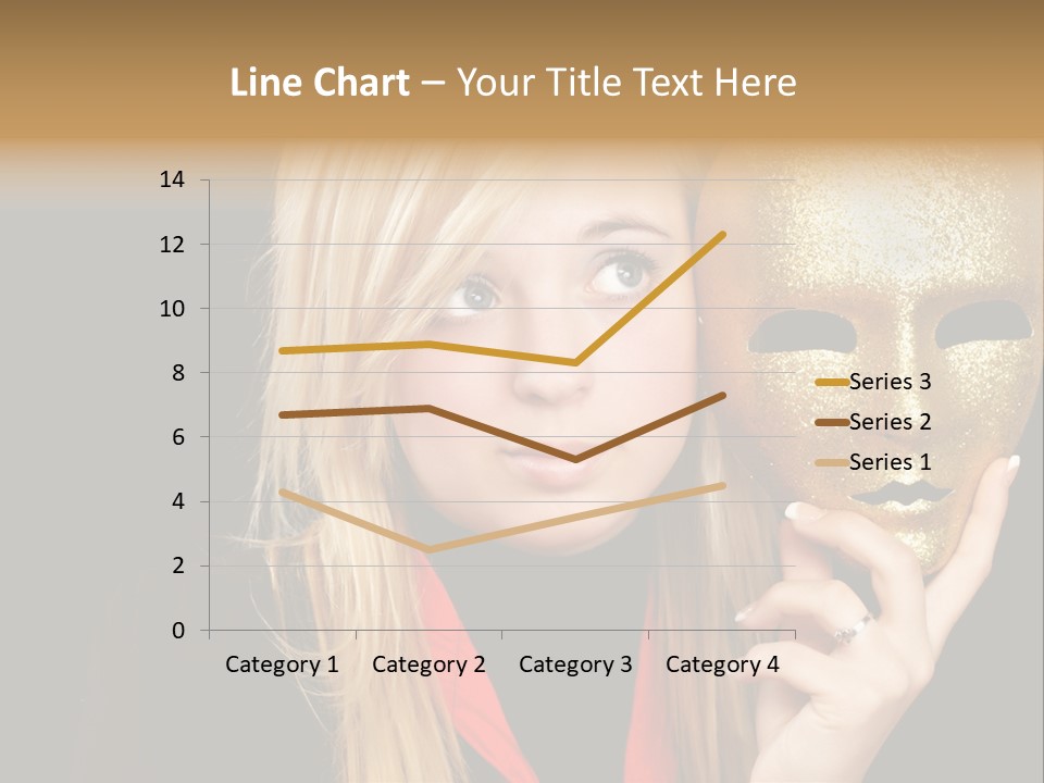 Blond Teen Girl With Gold Mask, Black Background PowerPoint Template