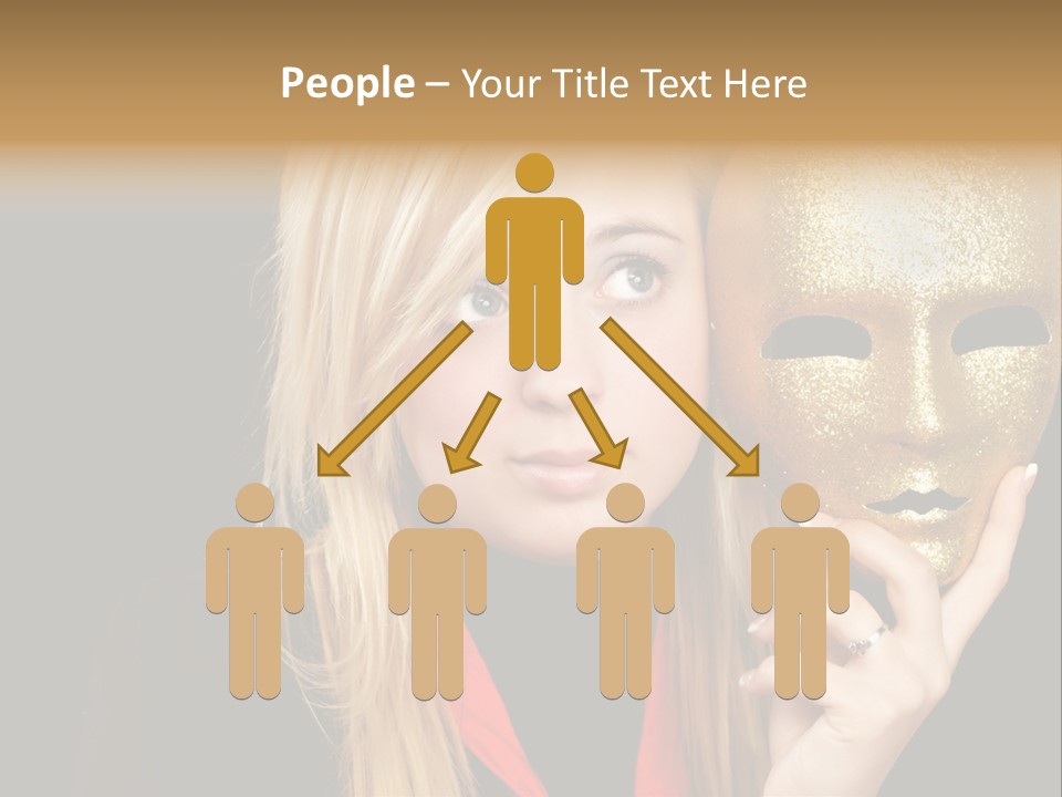 Blond Teen Girl With Gold Mask, Black Background PowerPoint Template