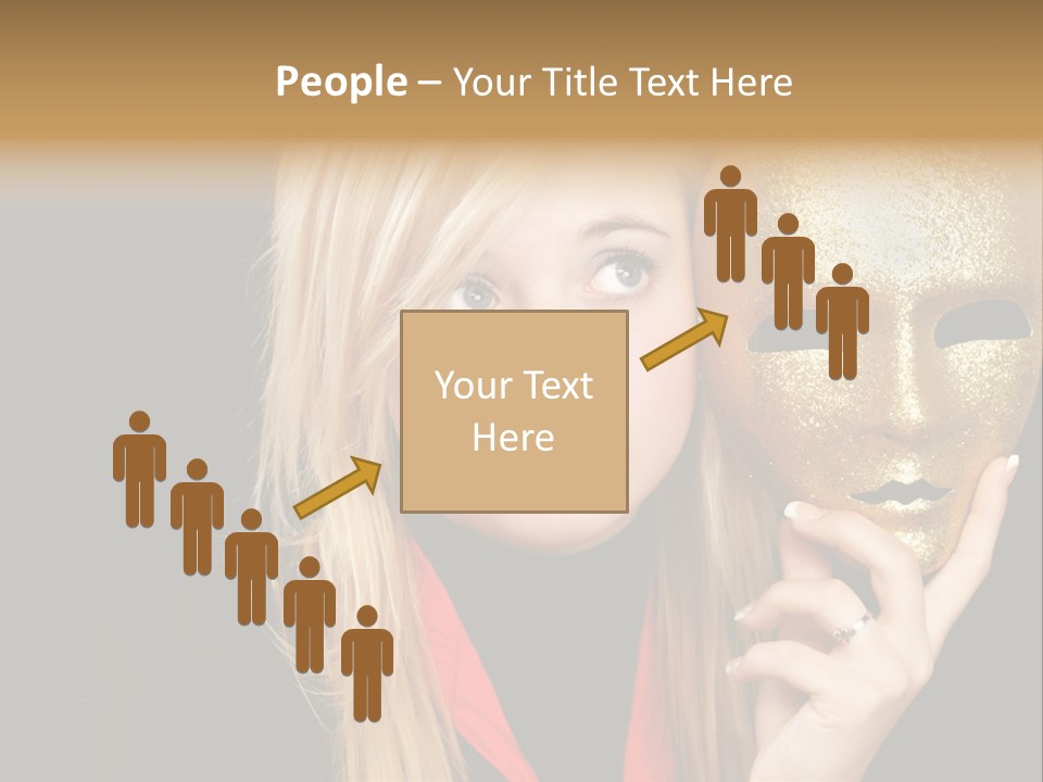 Blond Teen Girl With Gold Mask, Black Background PowerPoint Template
