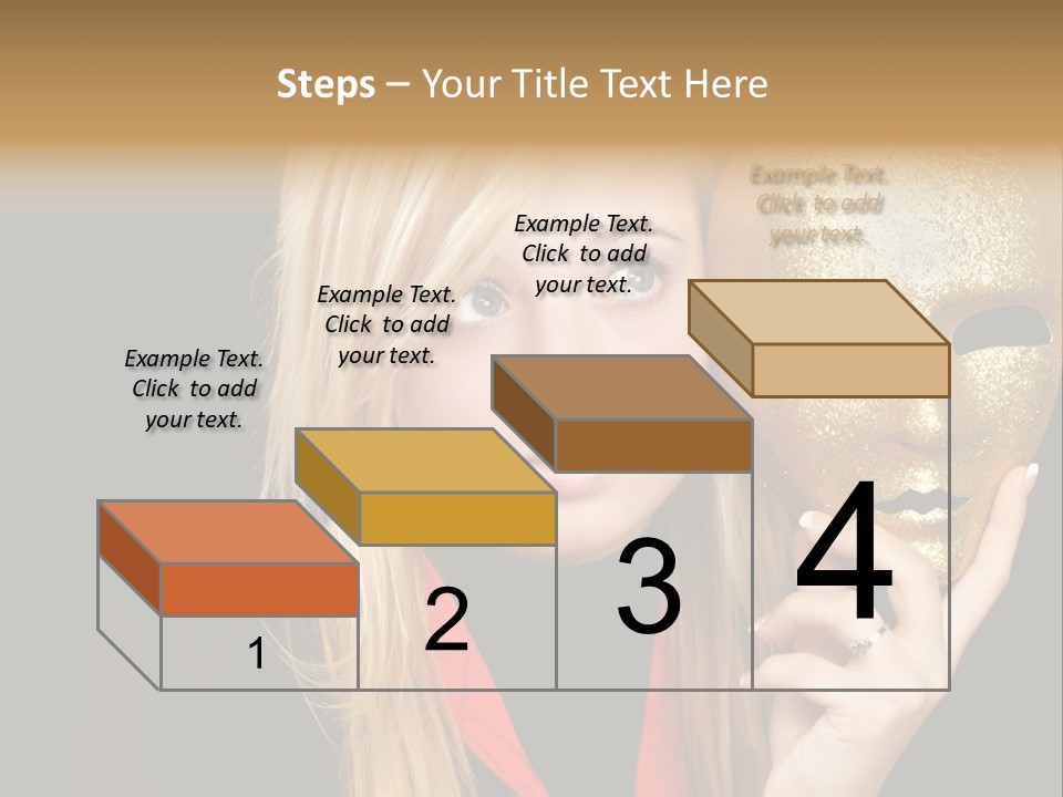 Blond Teen Girl With Gold Mask, Black Background PowerPoint Template