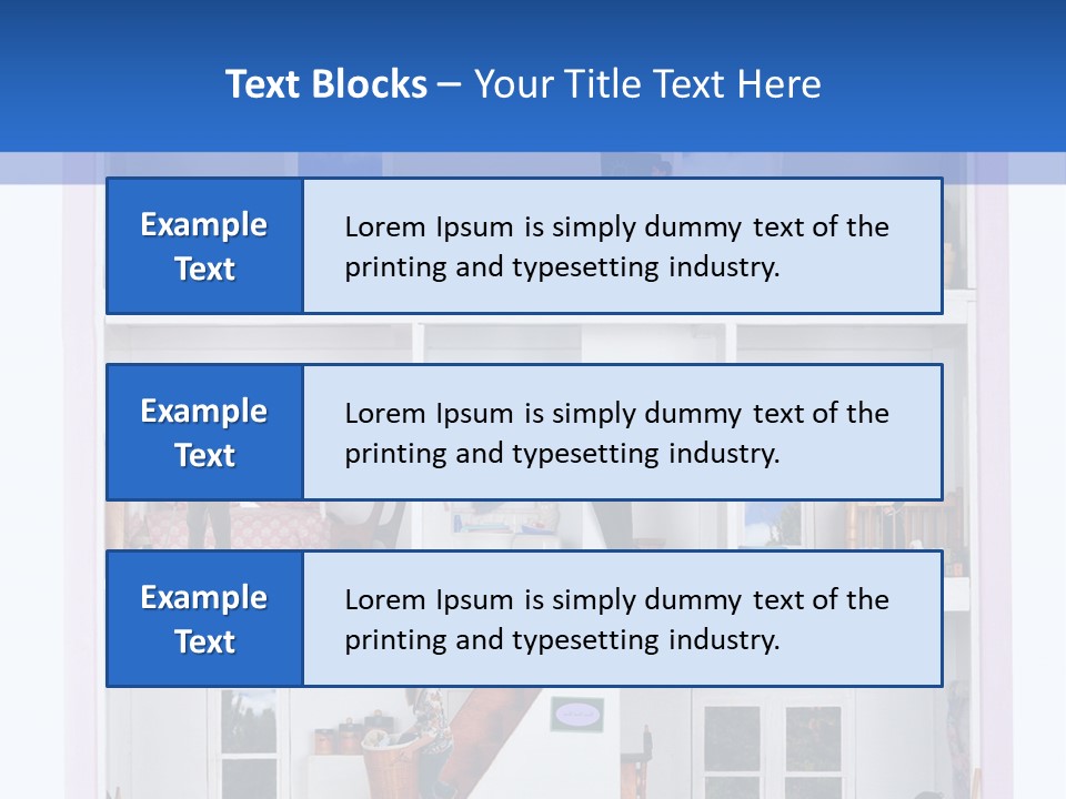 A Family Of Five Working And Playing Inside A Furnished Doll House. PowerPoint Template