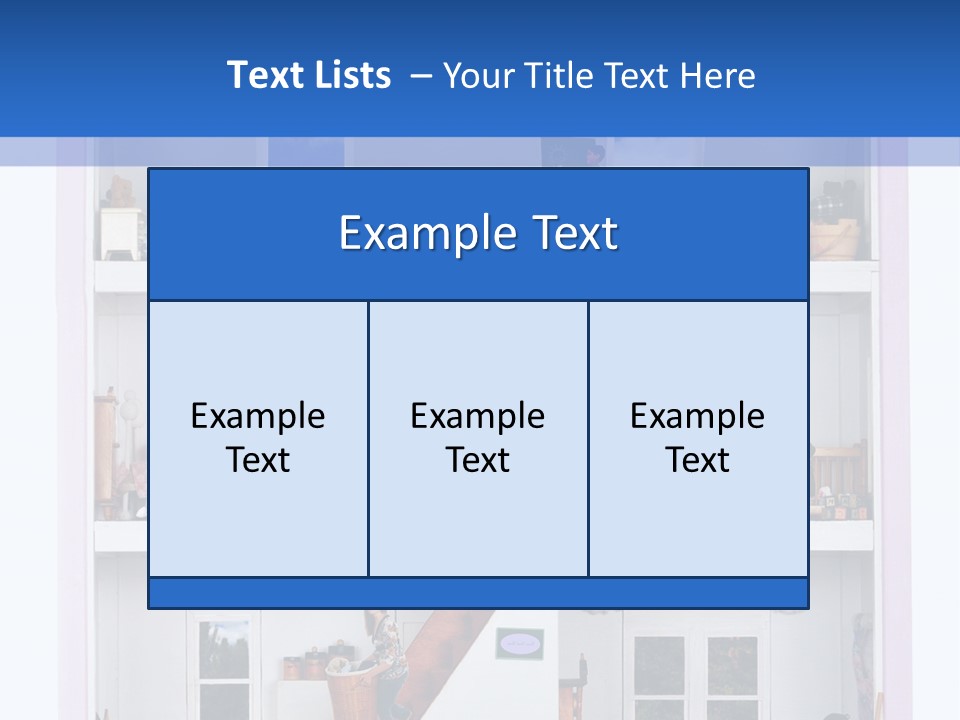A Family Of Five Working And Playing Inside A Furnished Doll House. PowerPoint Template