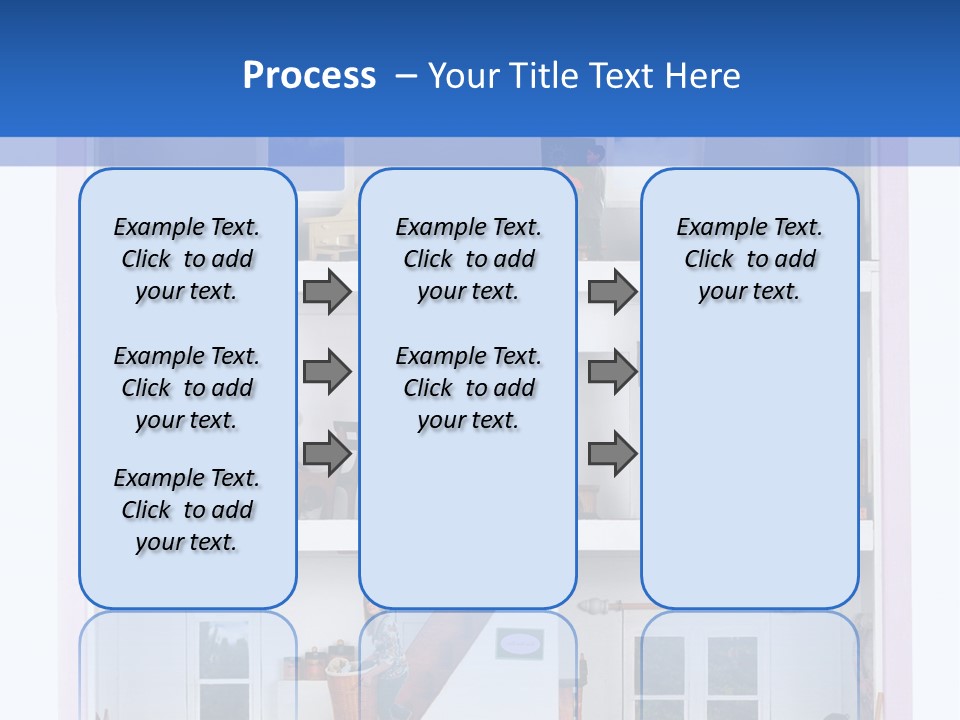 A Family Of Five Working And Playing Inside A Furnished Doll House. PowerPoint Template