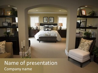 Designer Bedroom With Contemporary Furniture And Decor. PowerPoint Template