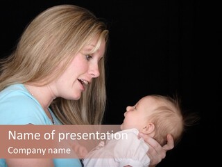 A New Mother Talks To Her Baby Daughter. PowerPoint Template