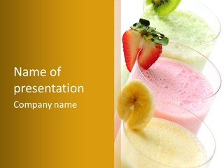 A Group Of Three Glasses Filled With Different Colored Drinks PowerPoint Template