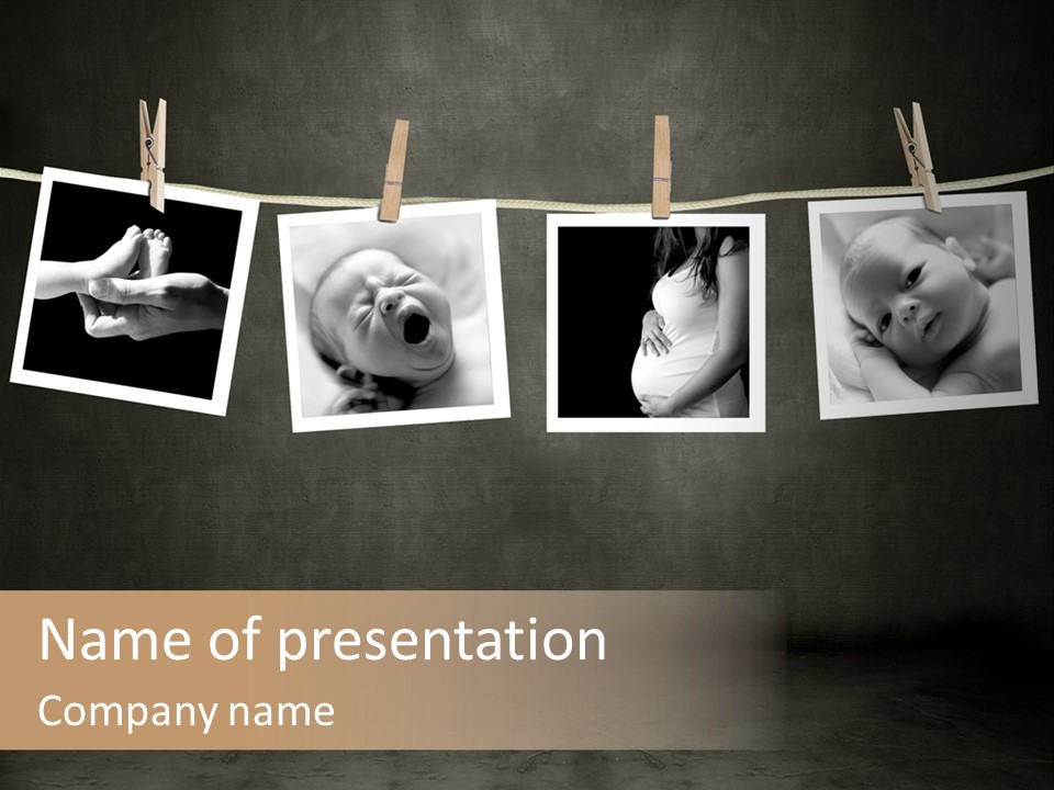 Pictures Of A Newborn And Mother In A Darkroom PowerPoint Template