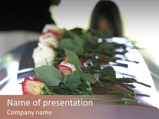 Roses On Casket PowerPoint Template