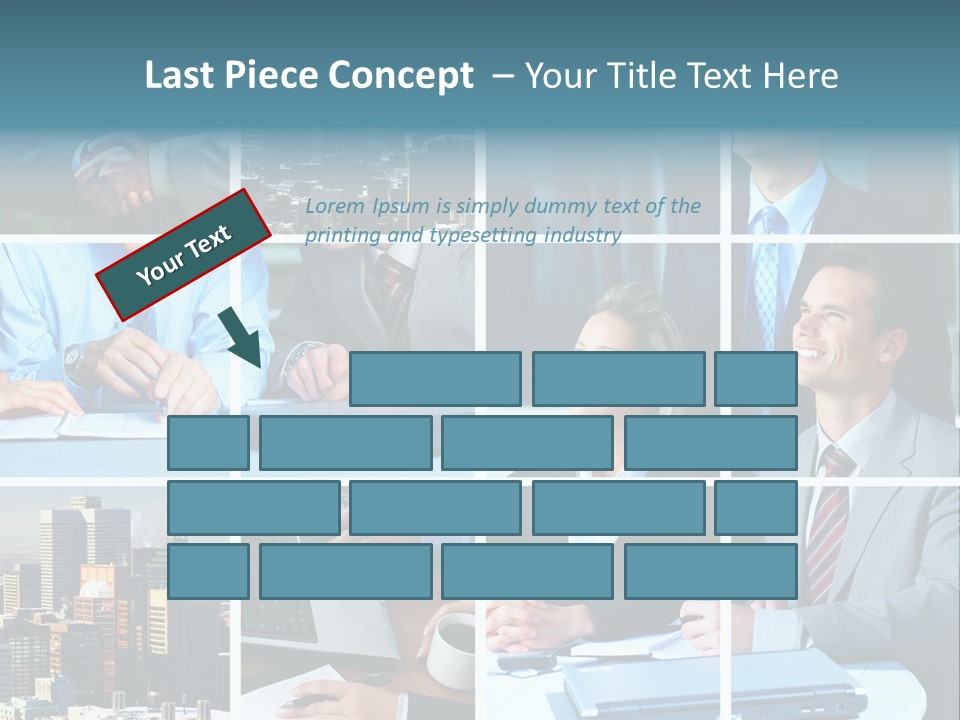 Business Meeting In The Downtown. Businessmen And Business Woman PowerPoint Template