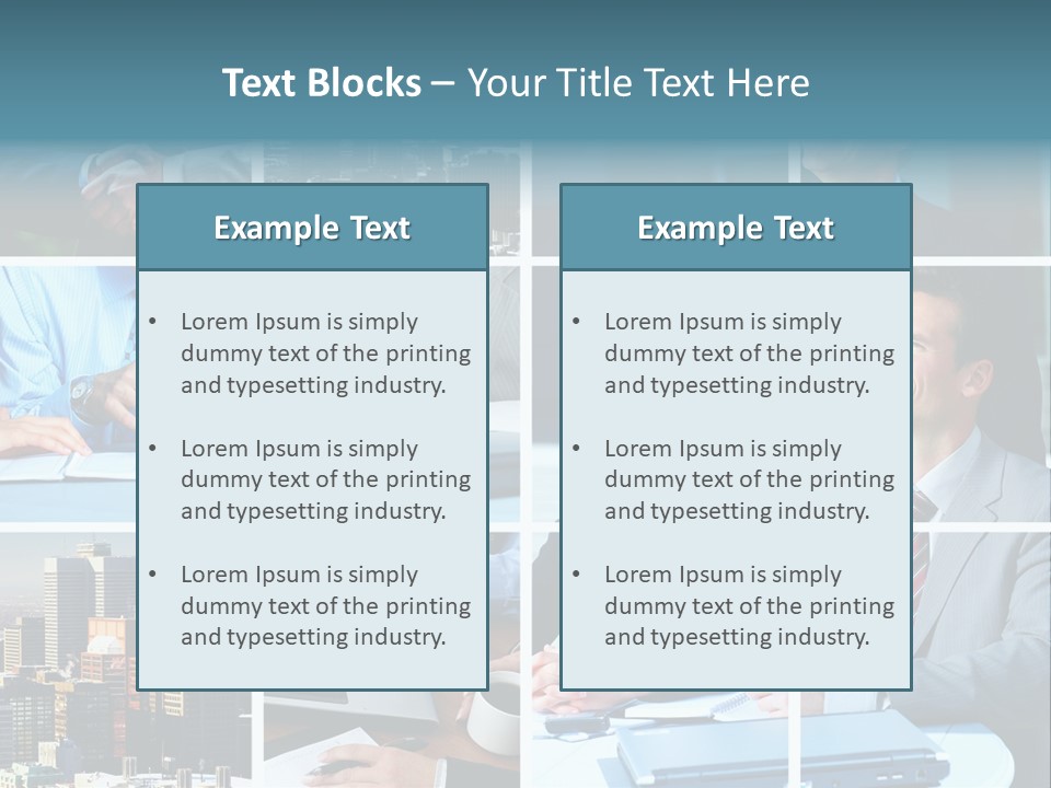 Business Meeting In The Downtown. Businessmen And Business Woman PowerPoint Template