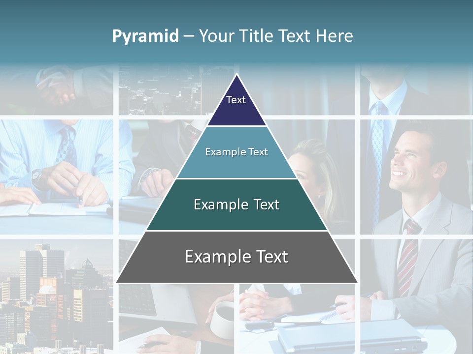 Business Meeting In The Downtown. Businessmen And Business Woman PowerPoint Template