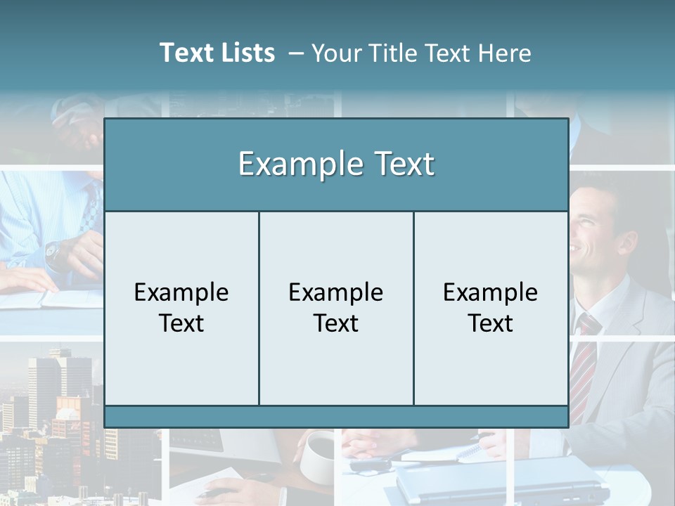 Business Meeting In The Downtown. Businessmen And Business Woman PowerPoint Template
