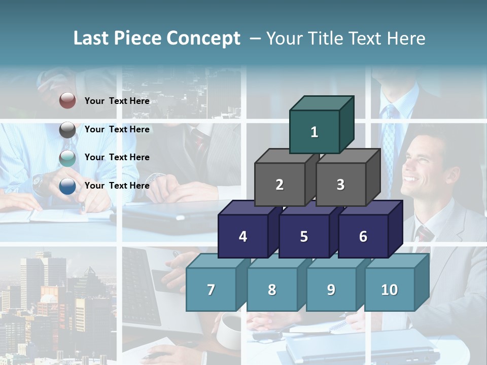 Business Meeting In The Downtown. Businessmen And Business Woman PowerPoint Template