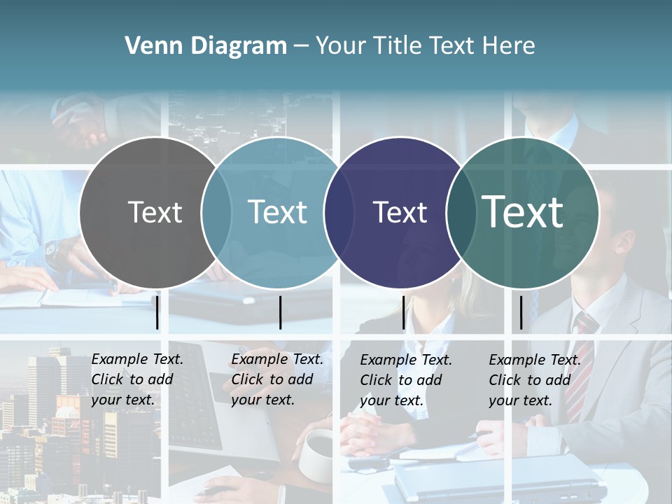 Business Meeting In The Downtown. Businessmen And Business Woman PowerPoint Template