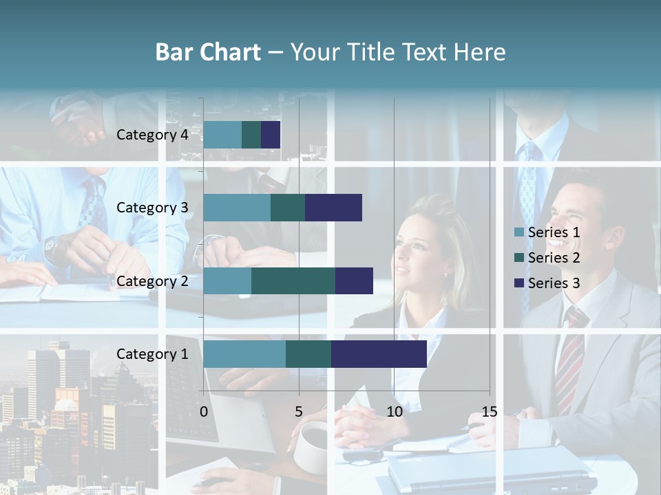 Business Meeting In The Downtown. Businessmen And Business Woman PowerPoint Template