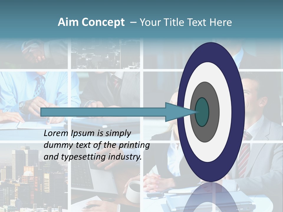 Business Meeting In The Downtown. Businessmen And Business Woman PowerPoint Template