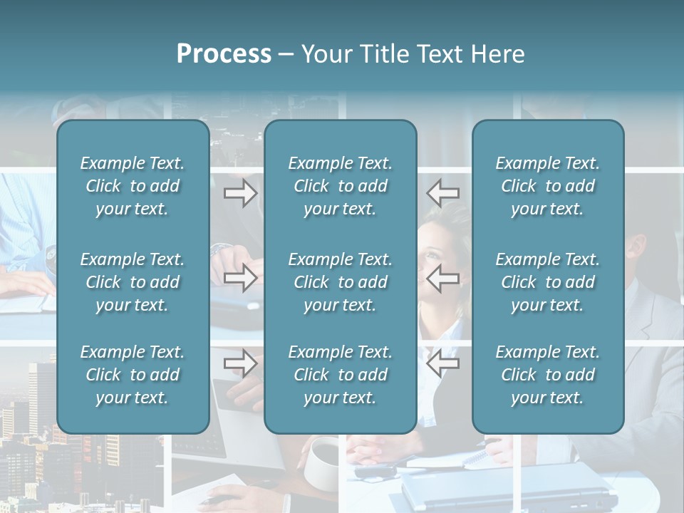 Business Meeting In The Downtown. Businessmen And Business Woman PowerPoint Template