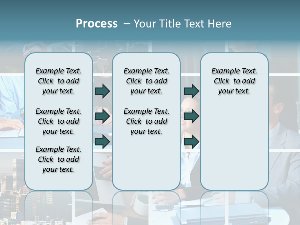 Business Meeting In The Downtown. Businessmen And Business Woman PowerPoint Template