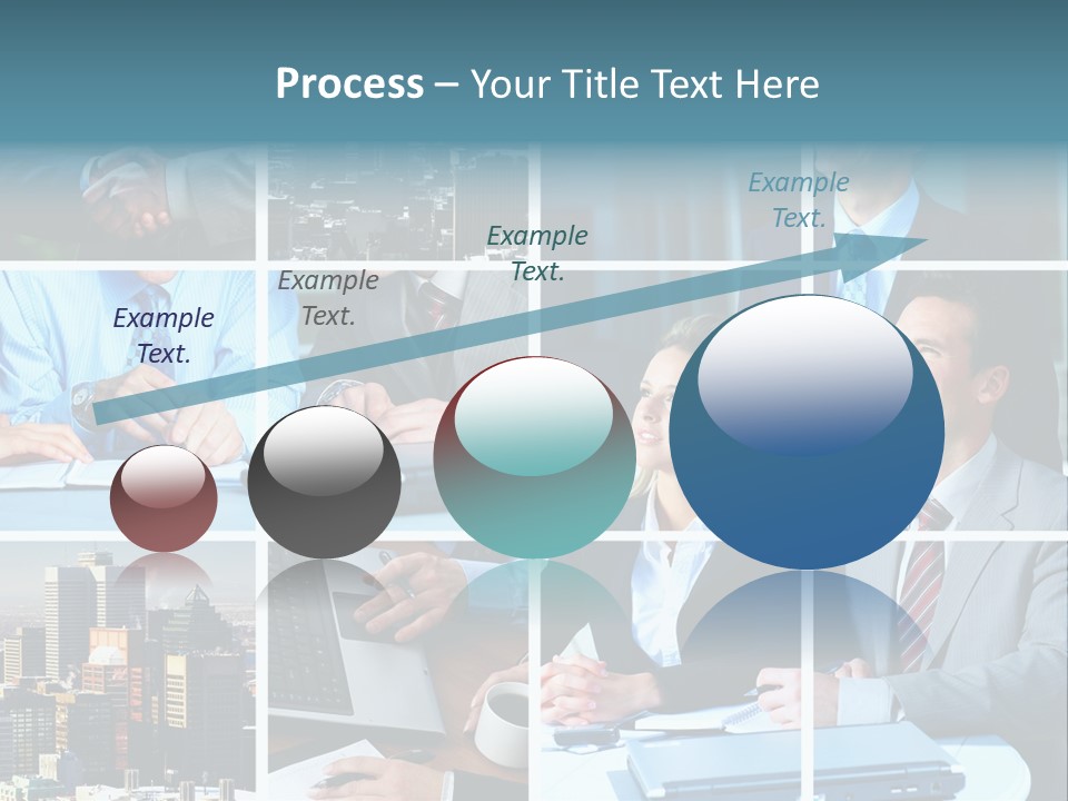 Business Meeting In The Downtown. Businessmen And Business Woman PowerPoint Template