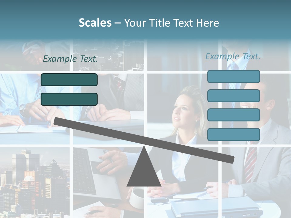 Business Meeting In The Downtown. Businessmen And Business Woman PowerPoint Template