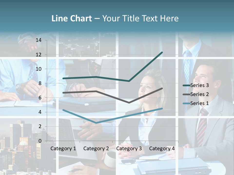 Business Meeting In The Downtown. Businessmen And Business Woman PowerPoint Template