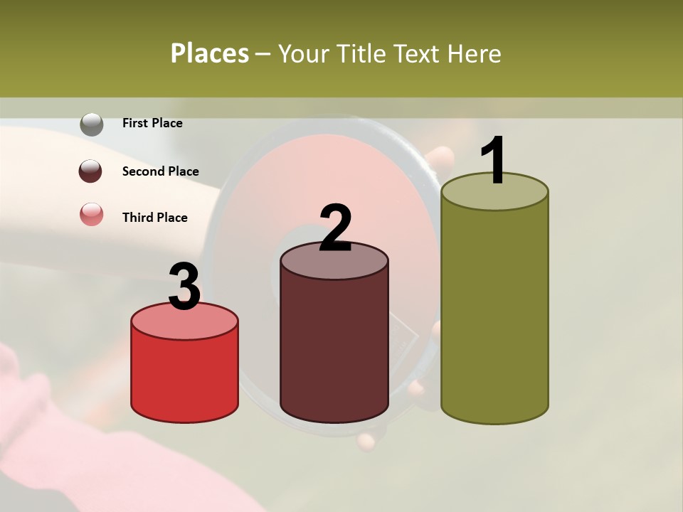 Discus In Hand With Athletic Field In Background PowerPoint Template