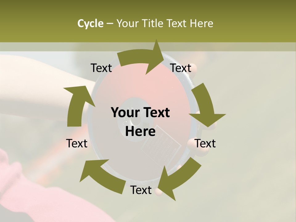 Discus In Hand With Athletic Field In Background PowerPoint Template