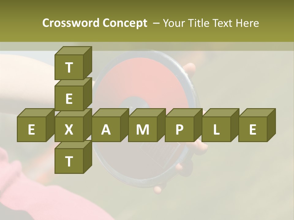 Discus In Hand With Athletic Field In Background PowerPoint Template