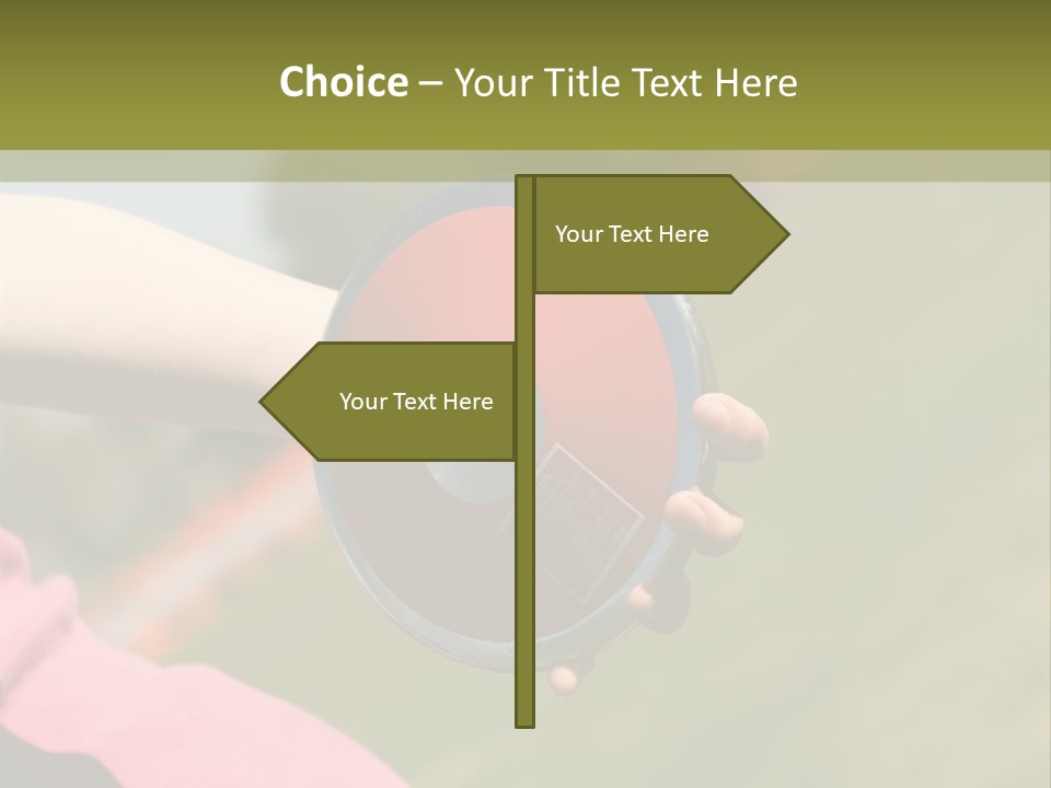 Discus In Hand With Athletic Field In Background PowerPoint Template