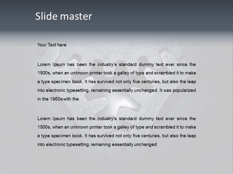 Close-Up Of A Set Of Metallic Gears. PowerPoint Template