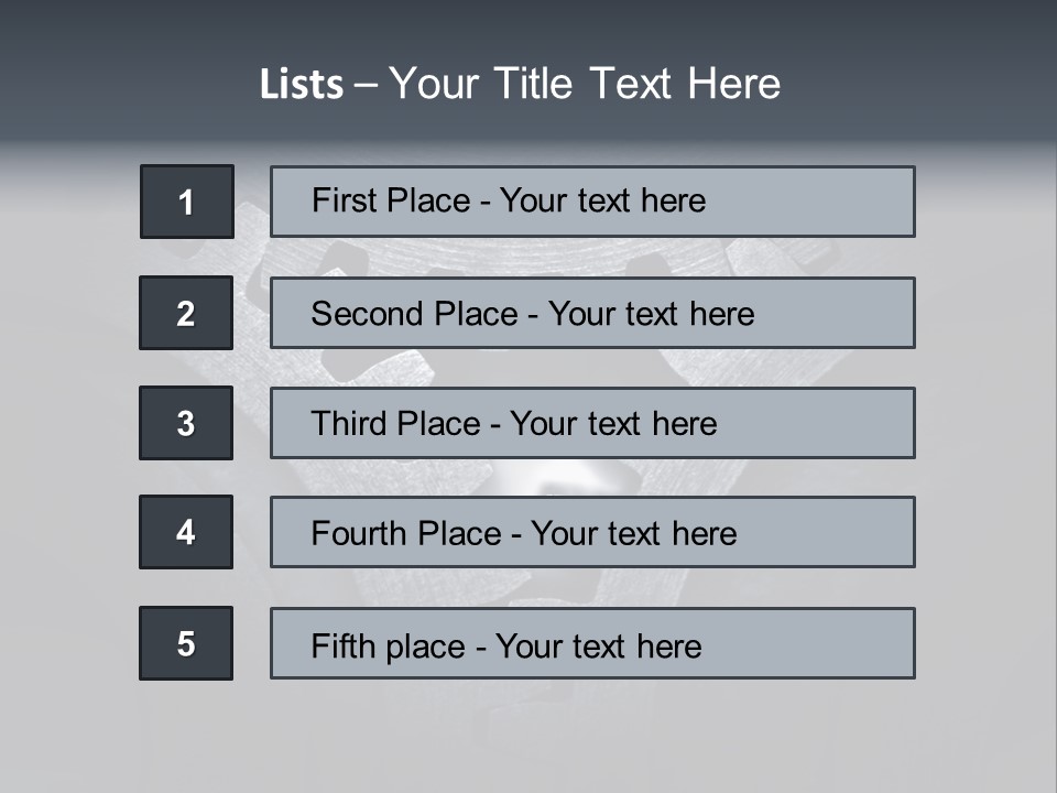 Close-Up Of A Set Of Metallic Gears. PowerPoint Template