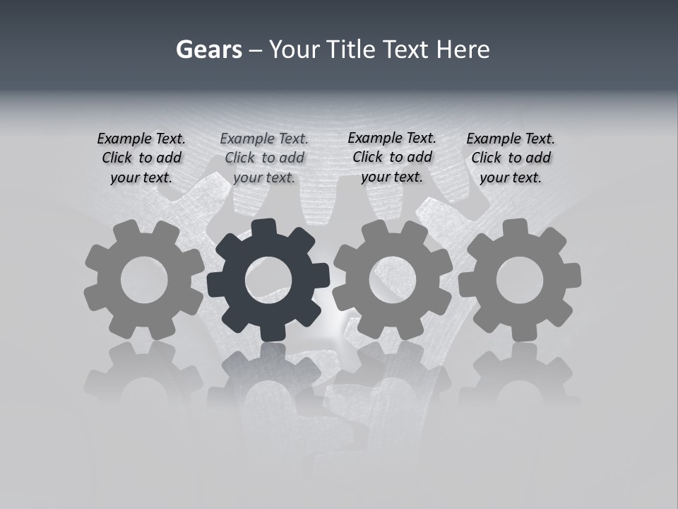 Close-Up Of A Set Of Metallic Gears. PowerPoint Template