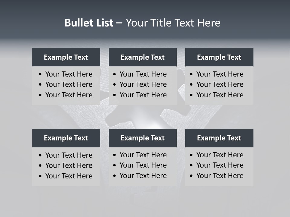 Close-Up Of A Set Of Metallic Gears. PowerPoint Template