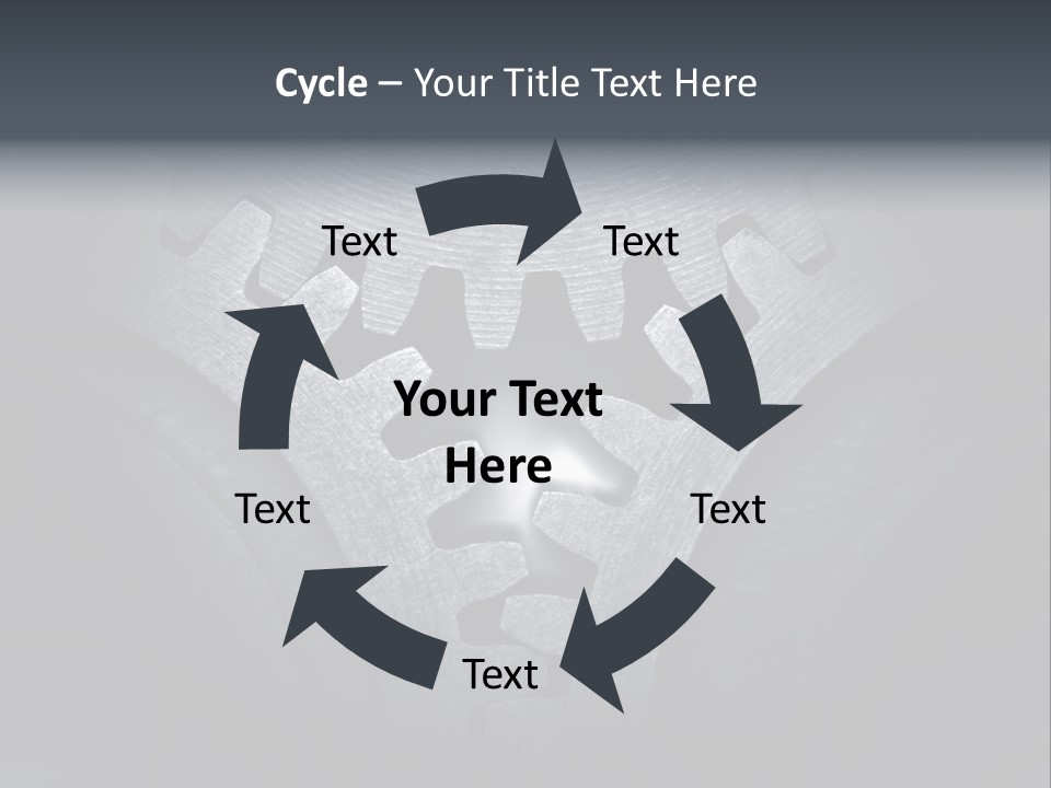 Close-Up Of A Set Of Metallic Gears. PowerPoint Template