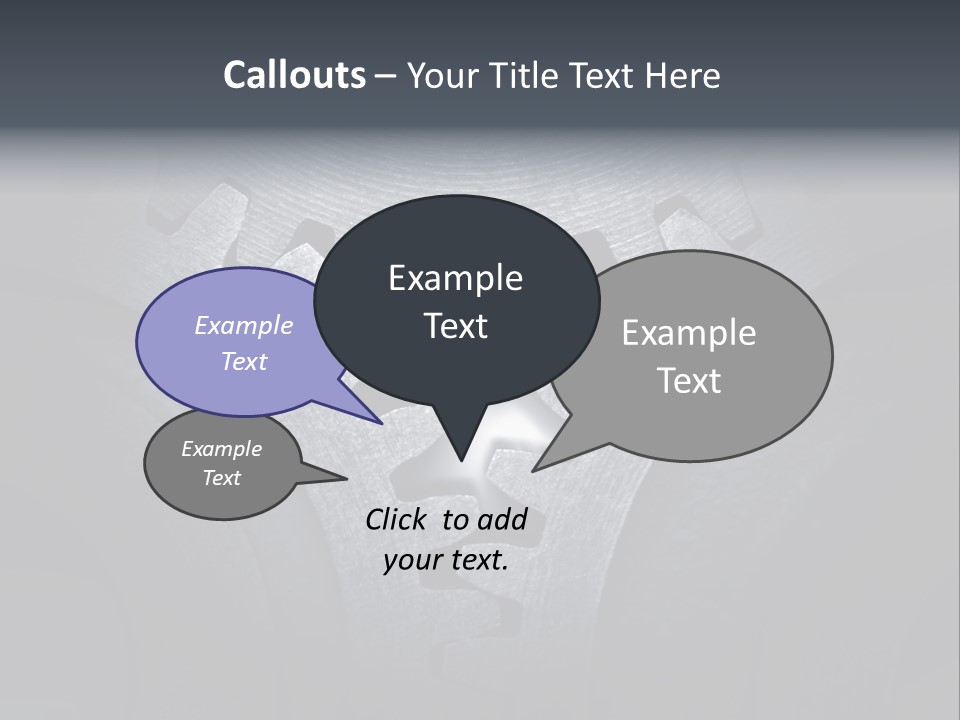 Close-Up Of A Set Of Metallic Gears. PowerPoint Template
