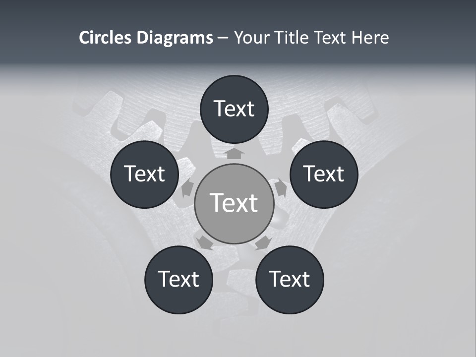 Close-Up Of A Set Of Metallic Gears. PowerPoint Template