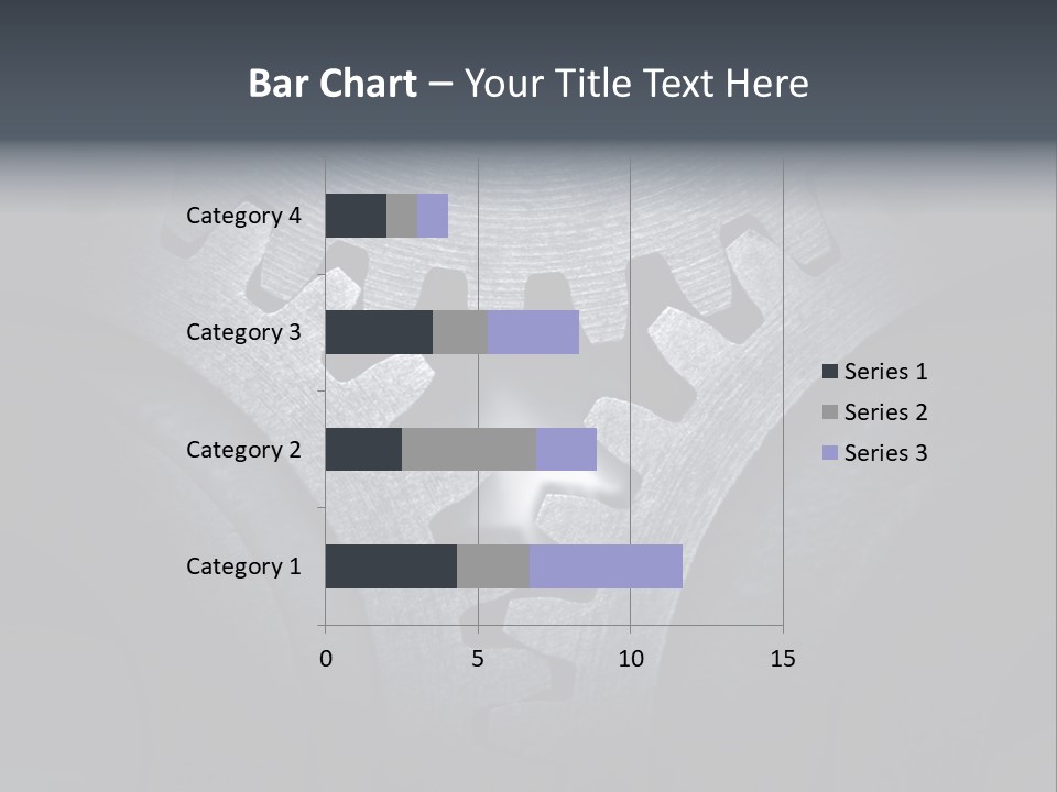 Close-Up Of A Set Of Metallic Gears. PowerPoint Template
