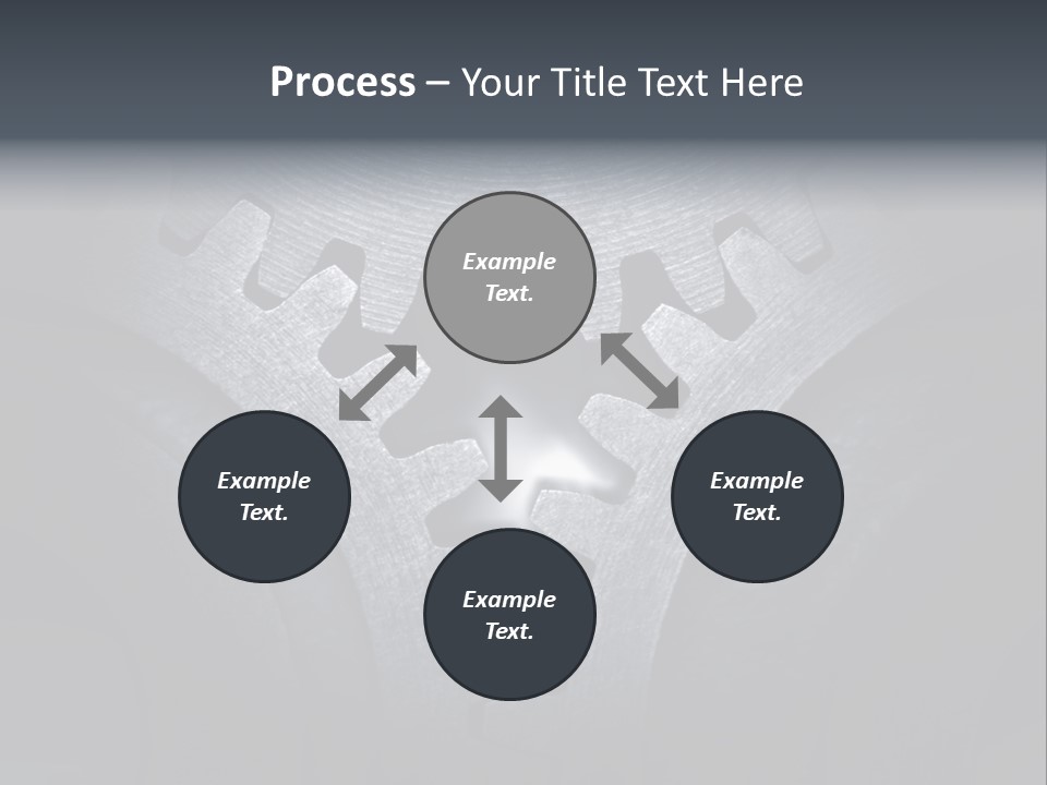 Close-Up Of A Set Of Metallic Gears. PowerPoint Template