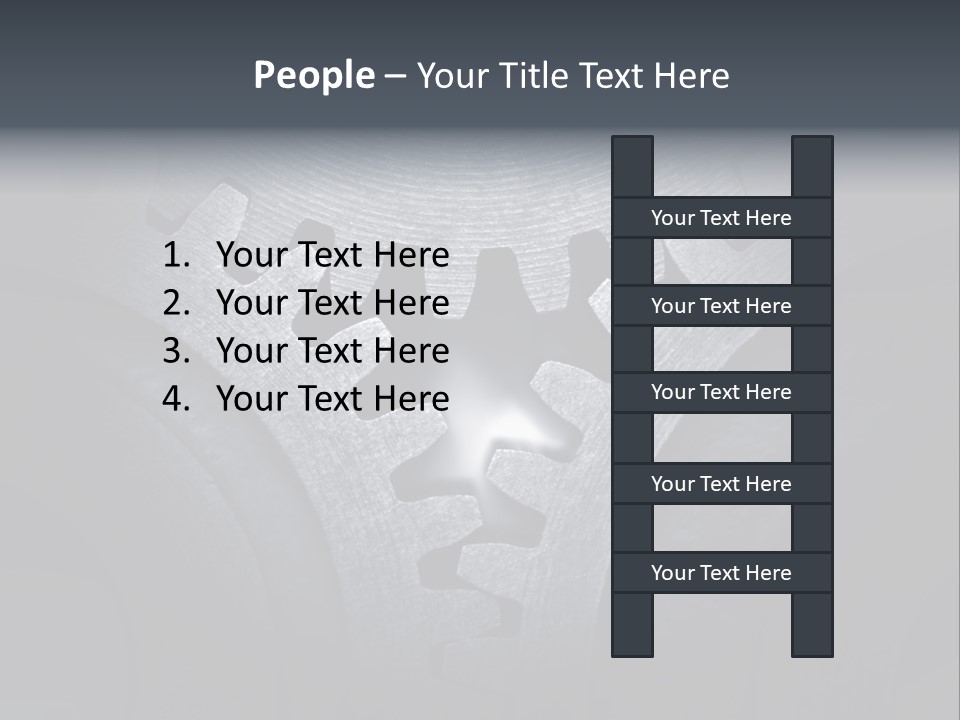 Close-Up Of A Set Of Metallic Gears. PowerPoint Template