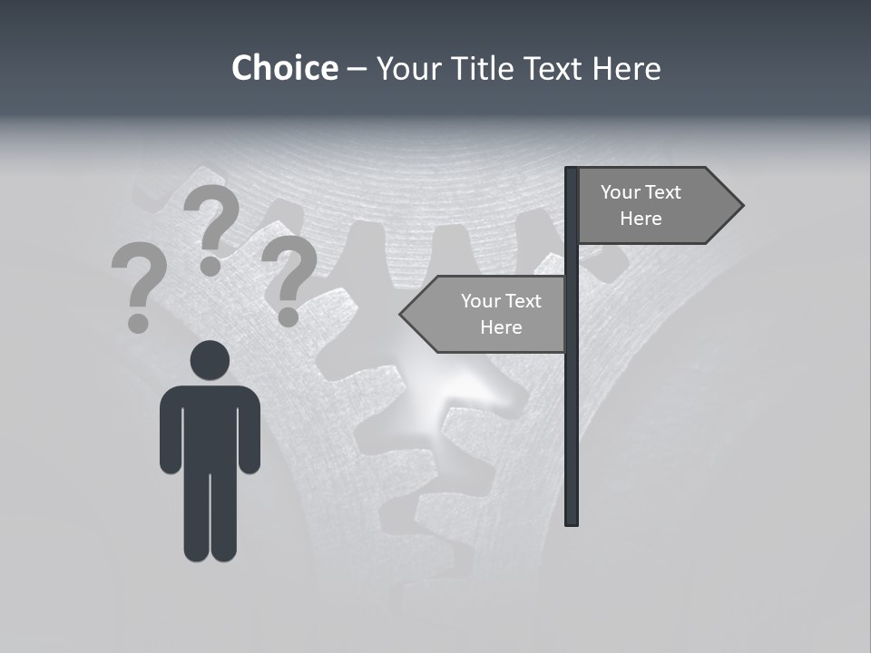 Close-Up Of A Set Of Metallic Gears. PowerPoint Template