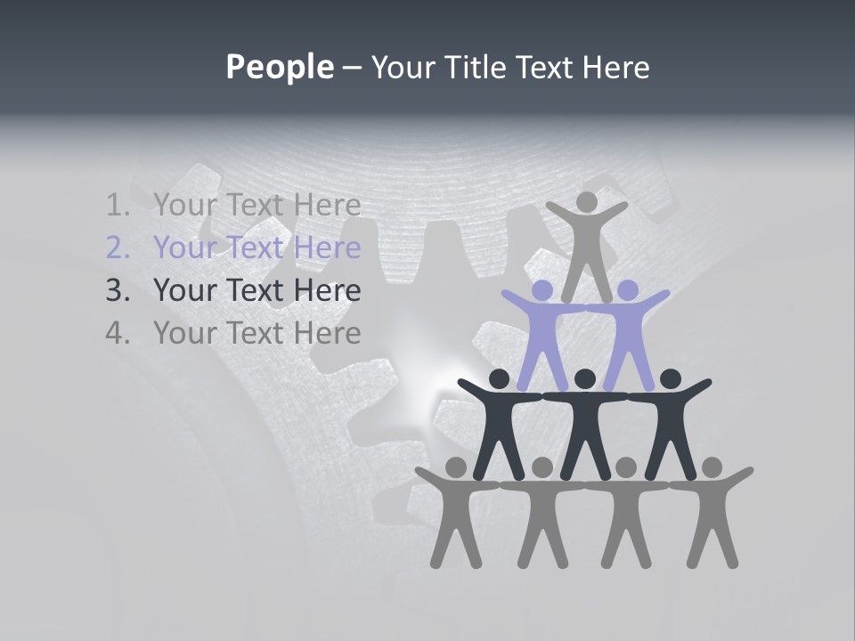 Close-Up Of A Set Of Metallic Gears. PowerPoint Template