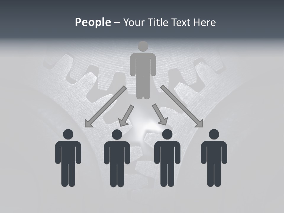 Close-Up Of A Set Of Metallic Gears. PowerPoint Template