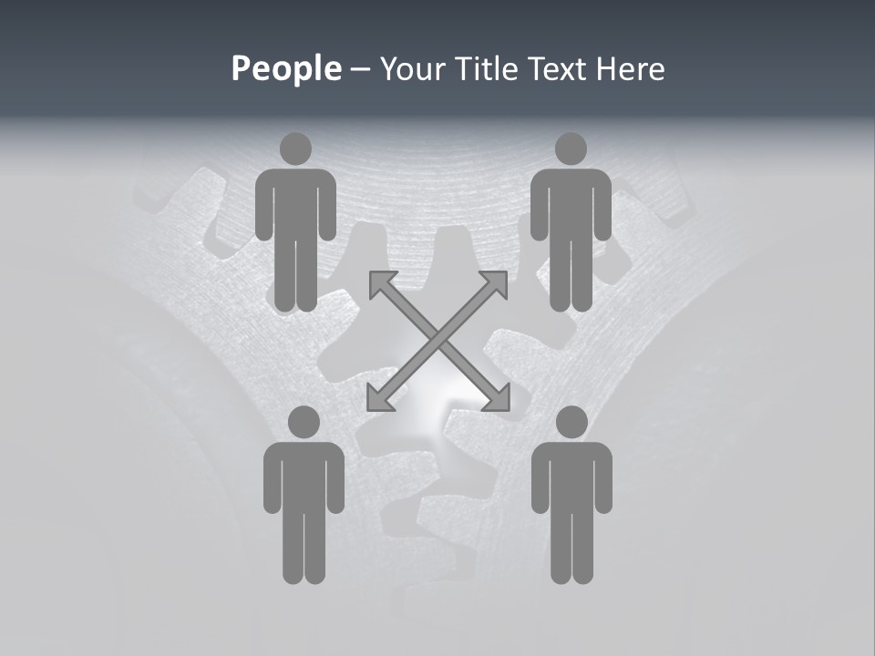 Close-Up Of A Set Of Metallic Gears. PowerPoint Template