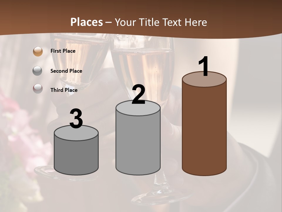 Glasses Of Champagne In A Hand Of The Groom And Bride PowerPoint Template