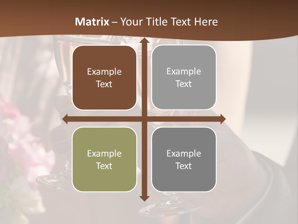 Glasses Of Champagne In A Hand Of The Groom And Bride PowerPoint Template