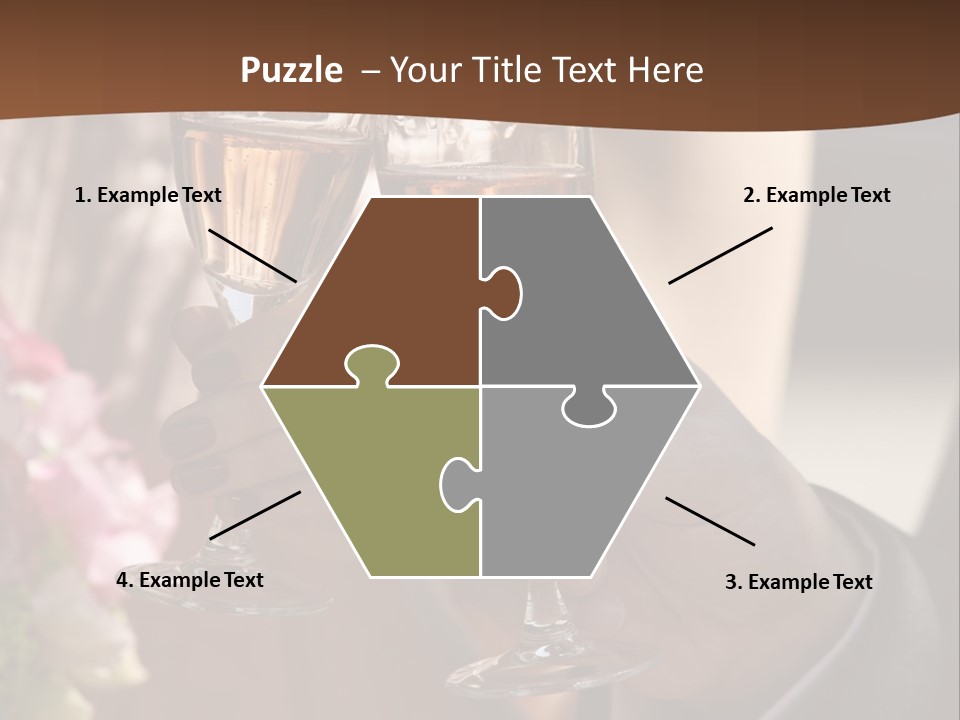 Glasses Of Champagne In A Hand Of The Groom And Bride PowerPoint Template