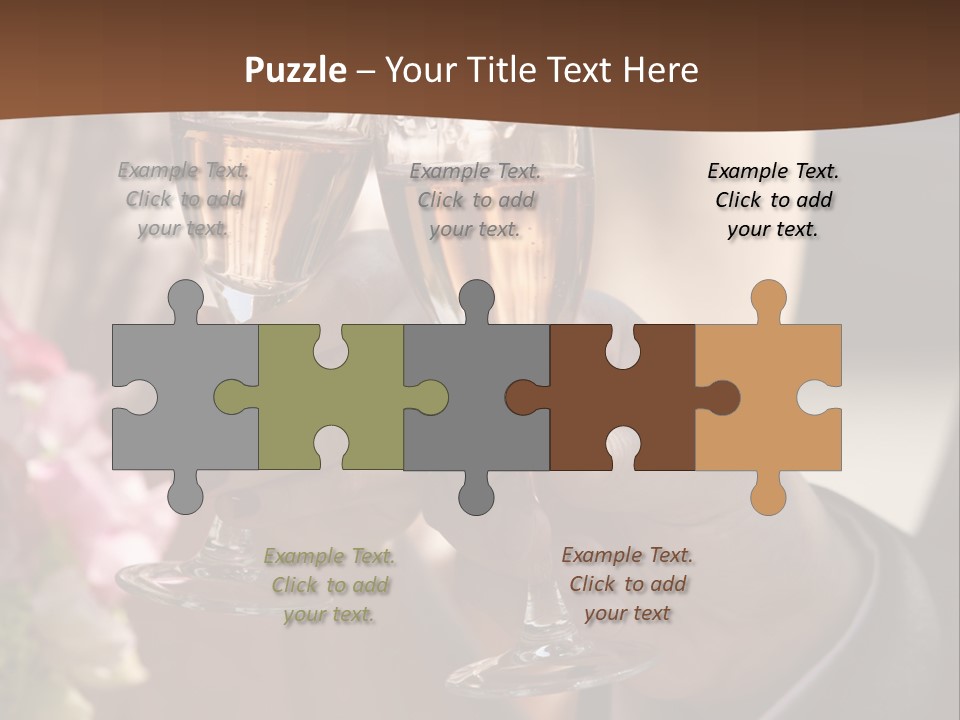 Glasses Of Champagne In A Hand Of The Groom And Bride PowerPoint Template